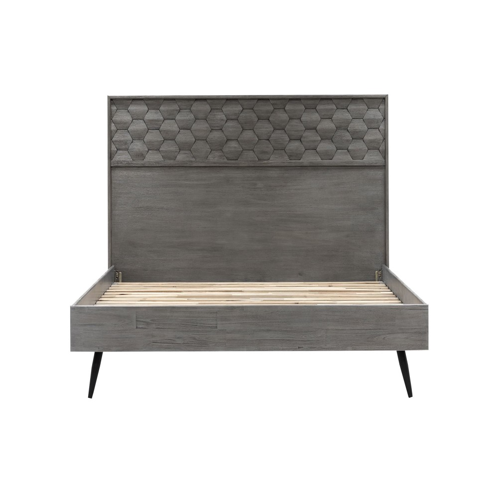 Makena Queen Platform Bed Frame in Grey Acacia Wood