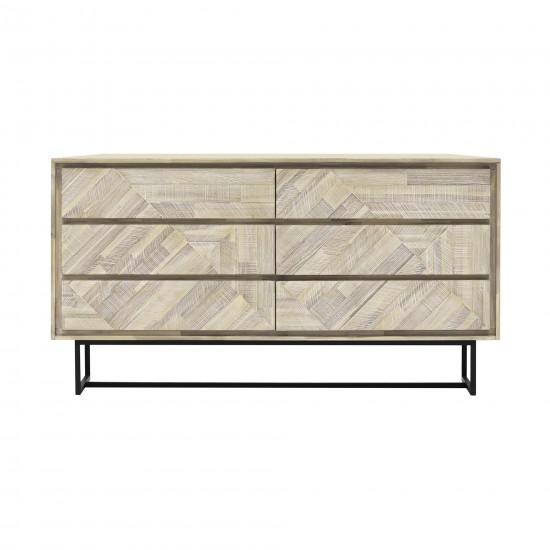 Peridot 6 Drawer Dresser in Natural Acacia Wood