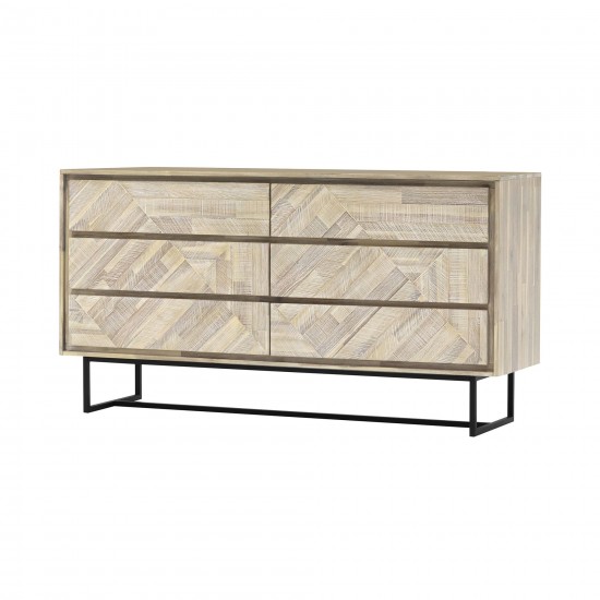 Peridot 6 Drawer Dresser in Natural Acacia Wood