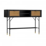 Saratoga Console Table in Black Acacia with Rattan