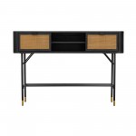 Saratoga Console Table in Black Acacia with Rattan