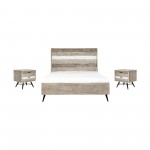Bridges 3 Piece Queen Bedroom Set in Two-Tone Acacia Wood