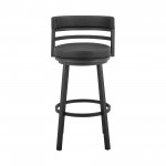 Madrid 26" Counter Height Swivel Black Faux Leather and Metal Bar Stool