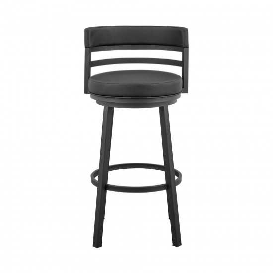 Madrid 26" Counter Height Swivel Black Faux Leather and Metal Bar Stool