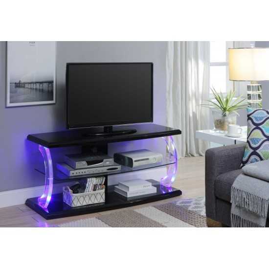 ACME Aileen TV Stand (LED), Black & Clear Glass