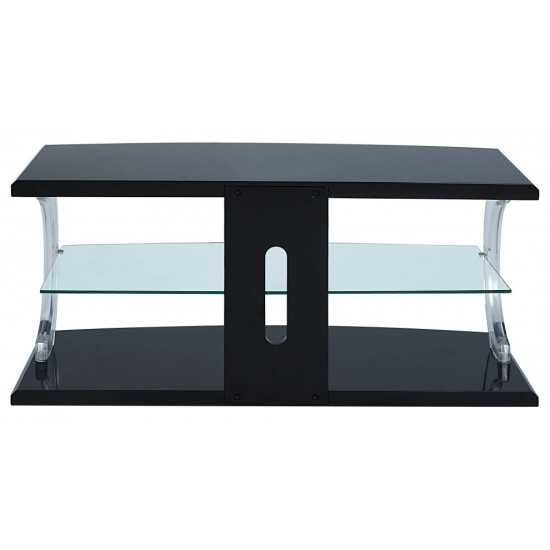 ACME Aileen TV Stand (LED), Black & Clear Glass