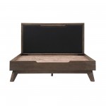 Astoria Queen Platform Bed Frame in Oak with Black Faux Leather