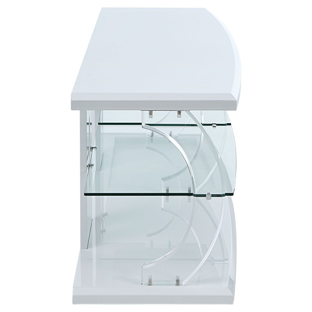 ACME Aileen TV Stand (LED), White & Clear Glass