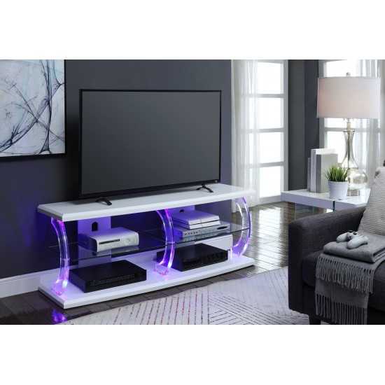 ACME Aileen TV Stand (LED), White & Clear Glass