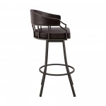 Palmdale 30" Swivel Brown Faux Leather and Java Brown Metal Bar Stool