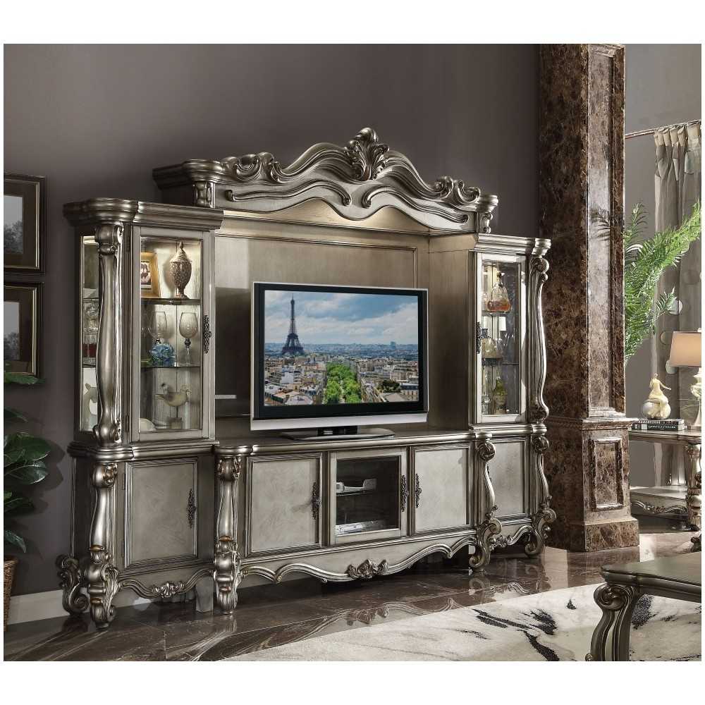 ACME Versailles TV Console, Antique Platinum (For Flat Screens TV's up to 72 Inches)