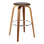 Harbor 26" Counter Height Backless Swivel Brown Faux Leather Bar Stool