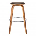 Harbor 26" Counter Height Backless Swivel Brown Faux Leather Bar Stool