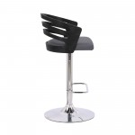 Adele Adjustable Height Swivel Grey Faux Leather Bar Stool with Chrome Base