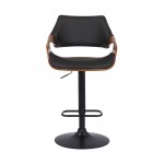 Aspen Adjustable Swivel Black Faux Leather Bar Stool with Black Base