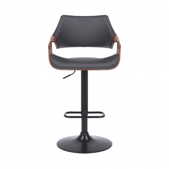 Aspen Adjustable Swivel Grey Faux Leather Bar Stool with Black Base