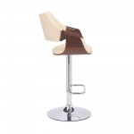 Aspen Adjustable Swivel Cream Faux Leather Bar Stool with Chrome Base