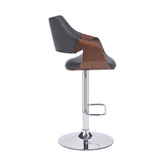 Aspen Adjustable Swivel Grey Faux Leather Bar Stool with Chrome Base