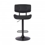 Brooklyn Adjustable Swivel Black Faux Leather Bar Stool with Black Base