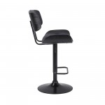 Brooklyn Adjustable Swivel Black Faux Leather Bar Stool with Black Base