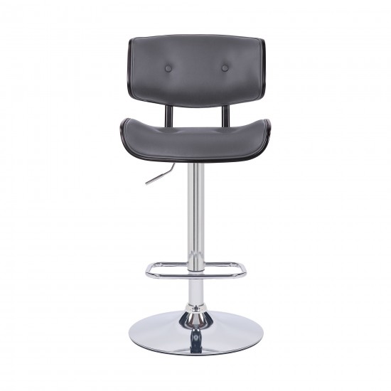 Brooklyn Adjustable Swivel Grey Faux Leather Bar Stool with Chrome Base