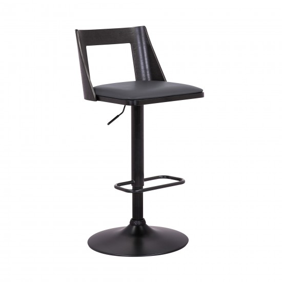 Milan Adjustable Swivel Grey Faux Leather Bar Stool with Black Base