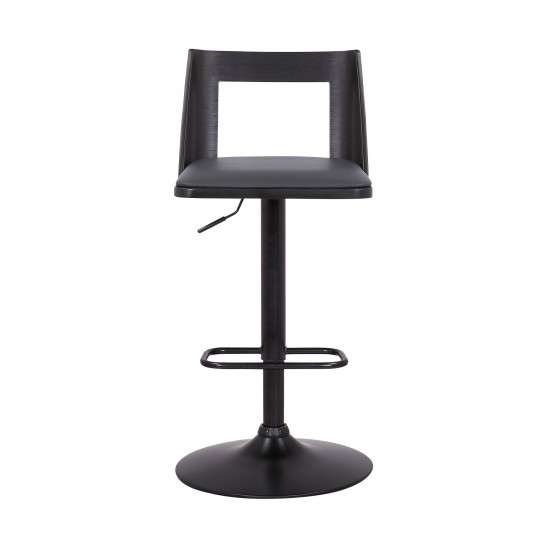 Milan Adjustable Swivel Grey Faux Leather Bar Stool with Black Base