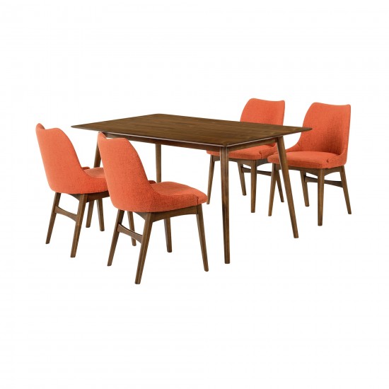 Westmont and Azalea Orange and Walnut 5 Piece Dining Set