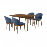 Westmont and Juno Blue and Walnut 5 Piece Dining Set