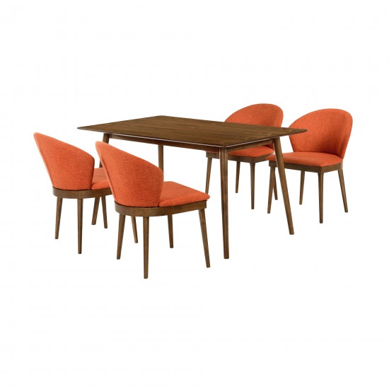 Westmont and Juno Orange and Walnut 5 Piece Dining Set