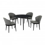 Arcadia and Juno 42" Round Charcoal and Black Wood 5 Piece Dining Set