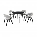 Arcadia and Talulah 42" Round Grey and Black Wood 5 Piece Dining Set