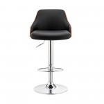 Asher Adjustable Black Faux Leather and Chrome Finish Bar Stool