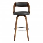 Axel 26" Swivel Counter Stool in Gray Faux Leather and Walnut Wood