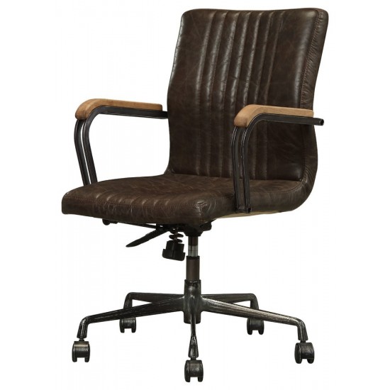 ACME Joslin Executive Office Chair, Distress Chocolate Top Grain Leather