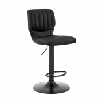 Bardot Adjustable Height Black Faux Leather Swivel Bar Stool