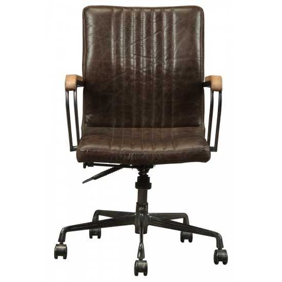 ACME Joslin Executive Office Chair, Distress Chocolate Top Grain Leather