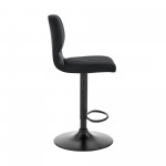 Bardot Adjustable Height Black Faux Leather Swivel Bar Stool