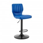 Bardot Adjustable Height Blue Faux Leather Swivel Bar Stool