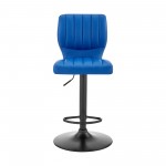 Bardot Adjustable Height Blue Faux Leather Swivel Bar Stool