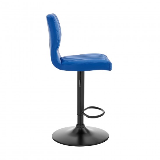 Bardot Adjustable Height Blue Faux Leather Swivel Bar Stool