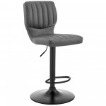 Bardot Adjustable Height Gray Faux Leather Swivel Bar Stool