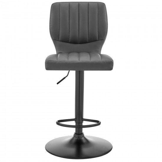 Bardot Adjustable Height Gray Faux Leather Swivel Bar Stool