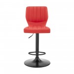 Bardot Adjustable Height Red Faux Leather Swivel Bar Stool