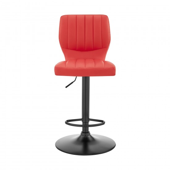 Bardot Adjustable Height Red Faux Leather Swivel Bar Stool