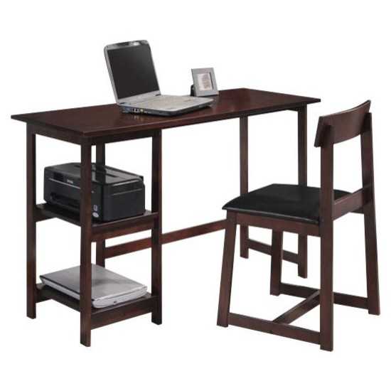 ACME Vance 2Pc Pack Desk & Chair, Black PU & Espresso