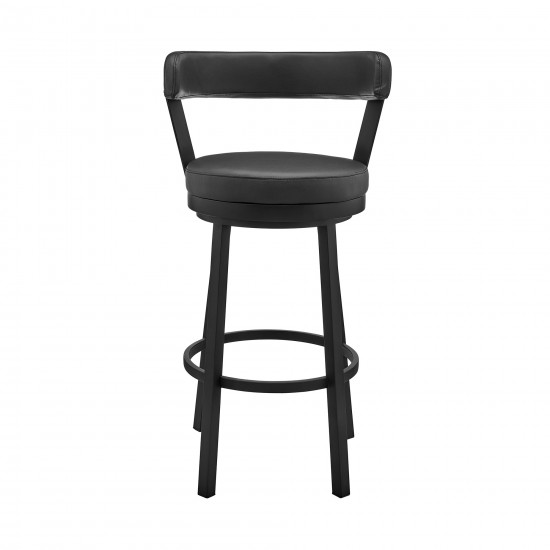 Bryant 26" Counter Height Swivel Bar Stool in Black Finish & Black Faux Leather