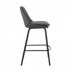 Carise Gray Faux Leather and Black Metal Swivel 30" Bar Stool