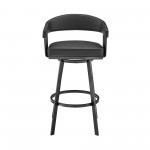 Chelsea 26" Counter Height Swivel Bar Stool in Black Finish & Black Faux Leather