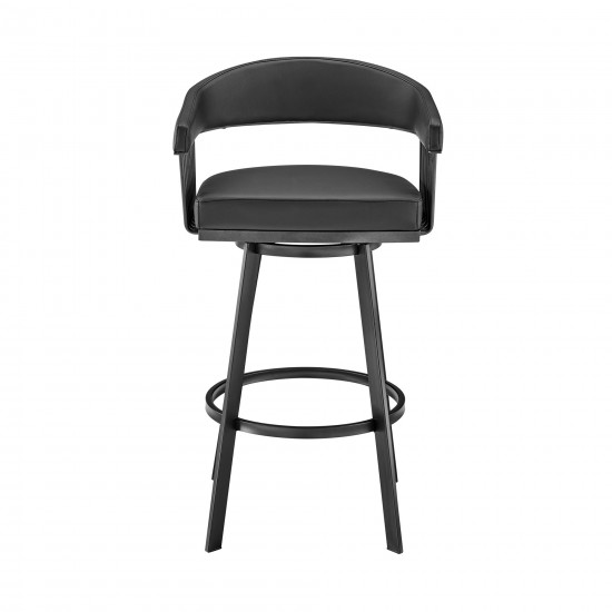 Chelsea 26" Counter Height Swivel Bar Stool in Black Finish & Black Faux Leather